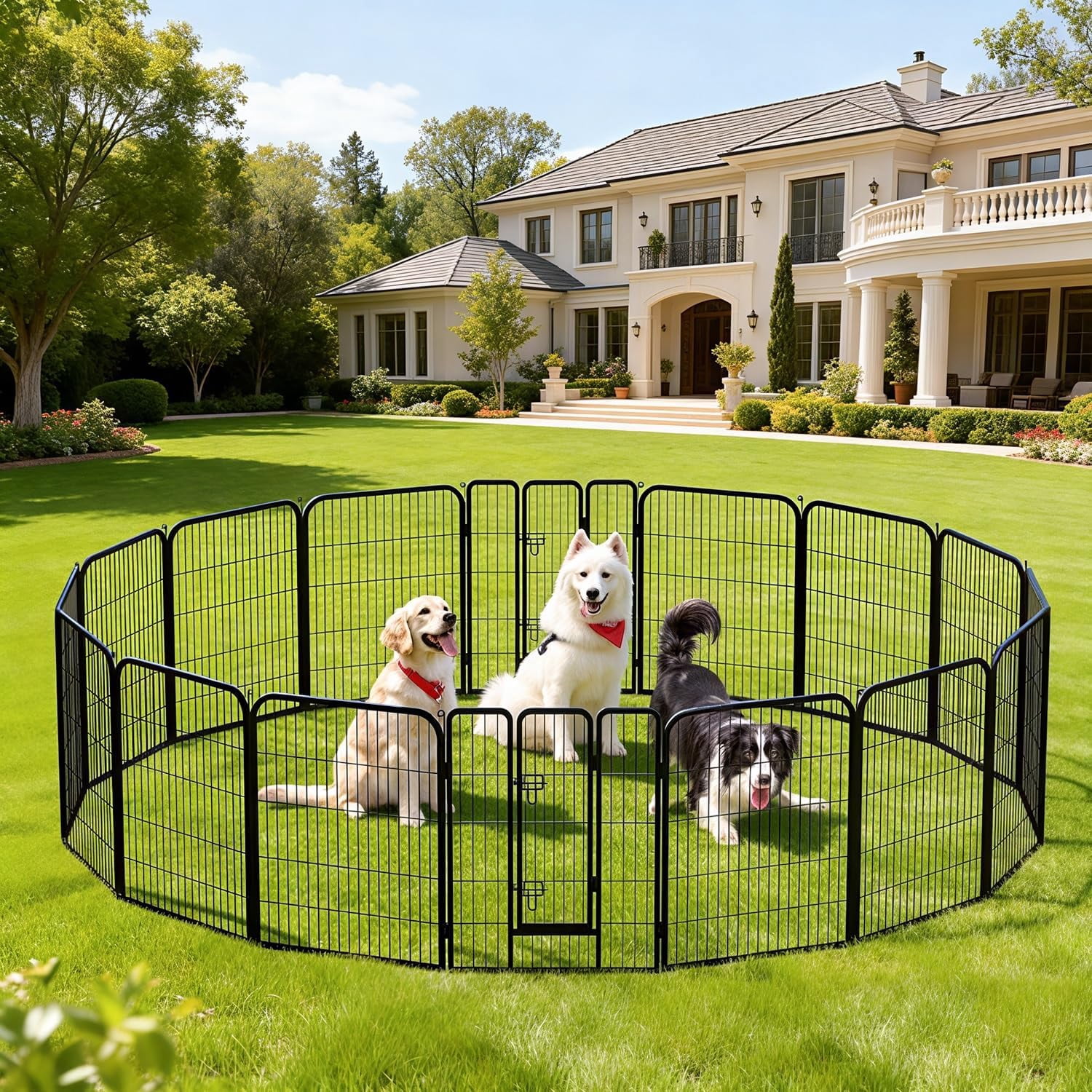 Indoor Dog Playpen,40inch 16 Panels Dog Pen Fence Outdoor Pet Playpen Pet Exercise Pen for RV Camping Yard, Black