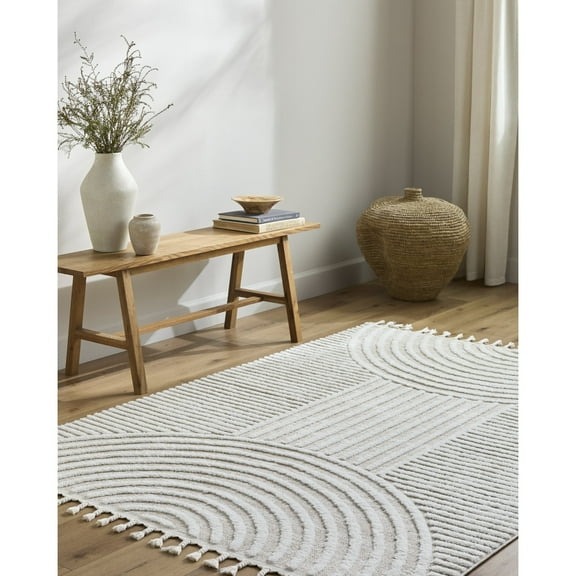Livabliss Area Rugs for Living Room, 5x7 Nora Modern Cream Rug, Bedroom Dining Room Home Decor Stain Resistant Carpet (5'3" x 7')