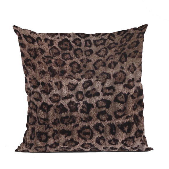 Cojín decorativo Plutus Brands de piel sintética con estampado de leopardo marrón 46 x 46 cm