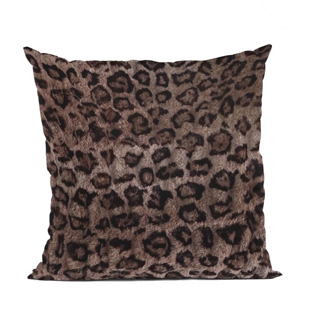 Cojín decorativo Plutus Brands de piel sintética con estampado de leopardo marrón 46 x 46 cm