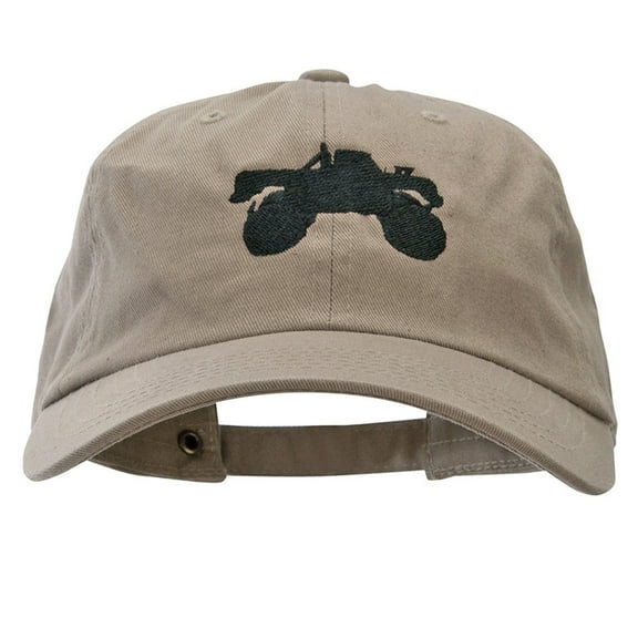 Monster Truck Embroidered Unstructured Cotton Twill Washed Cap - Khaki OSFM