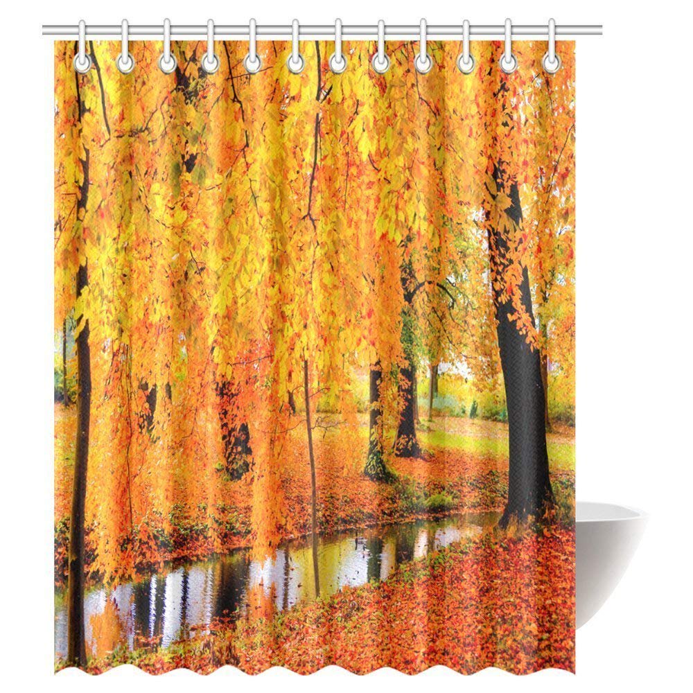 Gckg Autumn Fall Forest Shower Curtain Decor Autumn Fall Forest