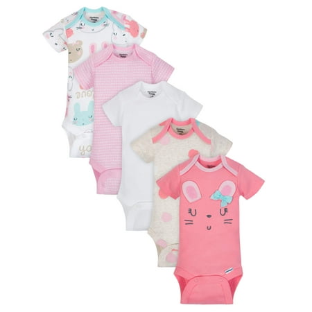 Gerber Organic Cotton Short Sleeve Onesies Bodysuits, 5pk (Baby (Best Baby Girl Presents)