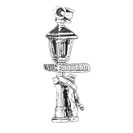 14K White Gold Bourbon Street Light Post Pendant - 28 mm