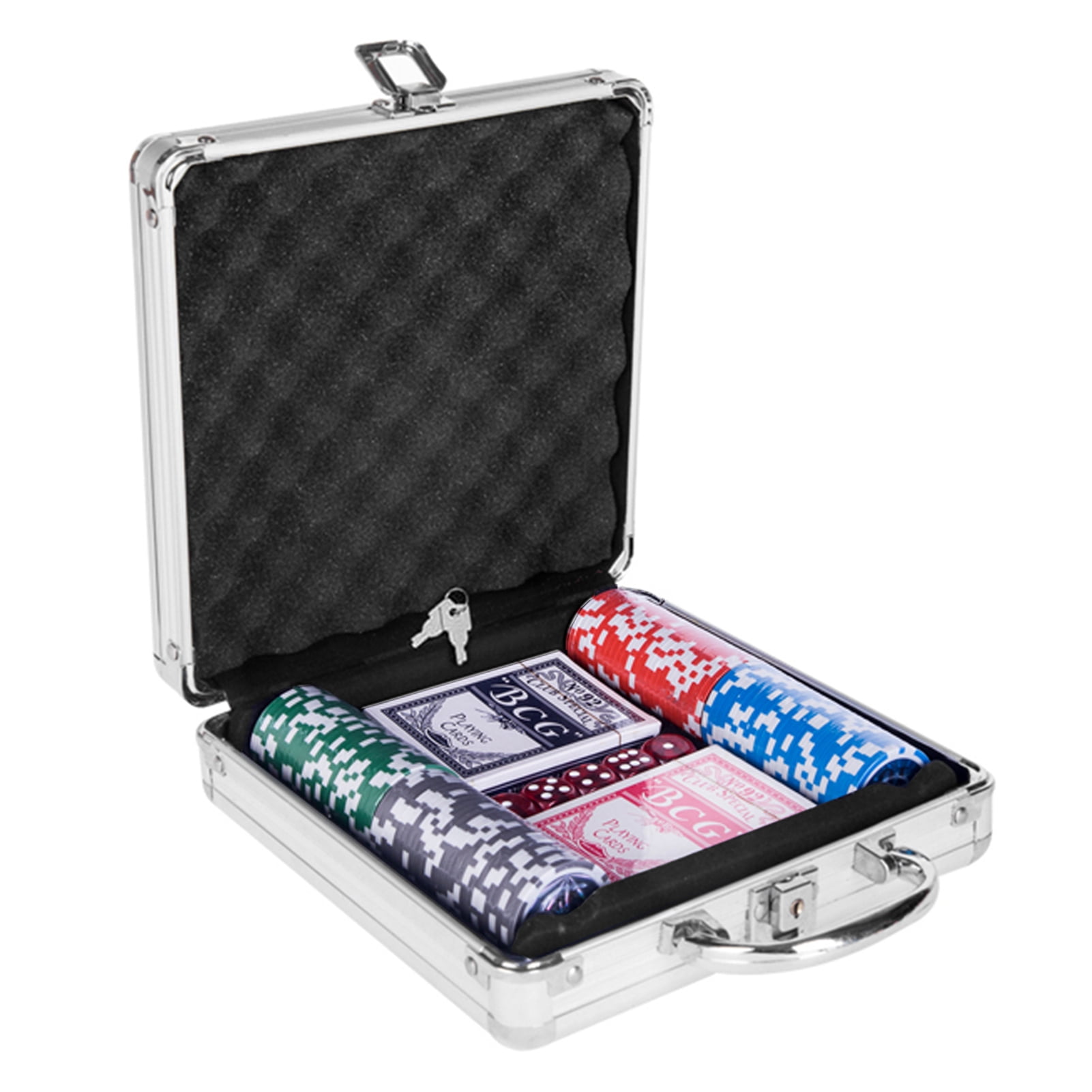 Poker Chips Set 100 Pcs Poker Kit with Aluminum Case Casino Chips 2
