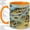 Orange, variant on Teal Leaf Pattern Accent Mug, 11oz Ceramic Coffee Cup for Plant Lovers