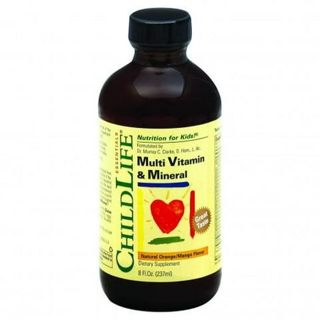 Childlife Multi Vitamin and Mineral Natural Orange Mango - 8 fl (Best Liquid Multivitamin Mineral Supplement)
