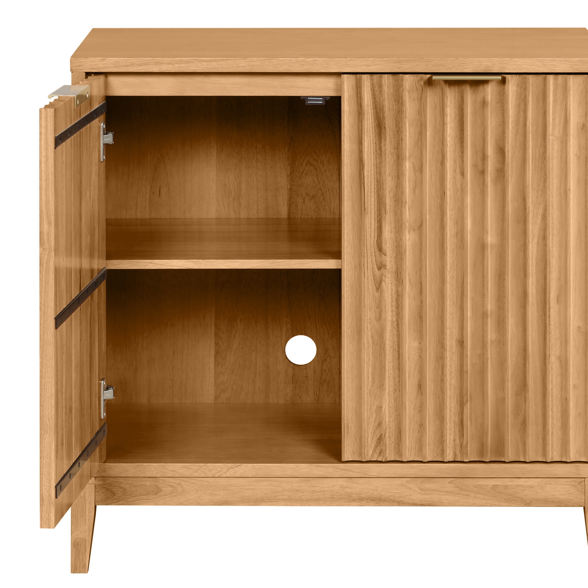 Nathan James Jasper Modern Sideboard, Kitchen Storage Cabinet with Fluted Doors, Accent Storage for Kitchen or Living Room, Warm Pine