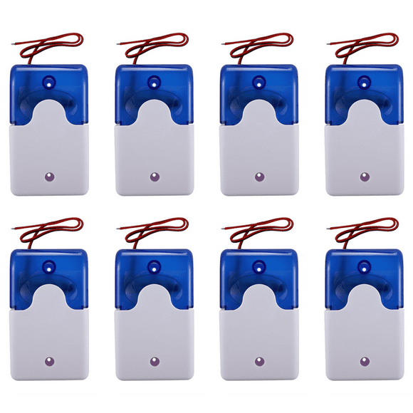 8X Mini Wired Strobe Warning Siren Dc 12V Sound Alarm Flashing Light Sound Siren Horn Alarm System 115Db Blue