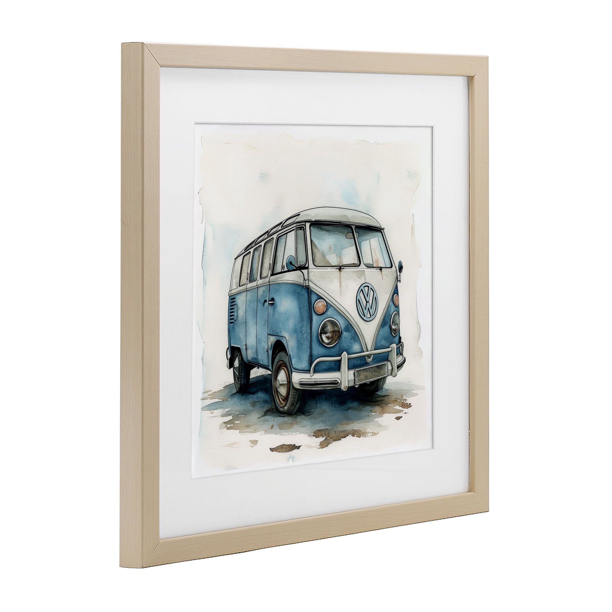 Stupell Industries Sky Blue Surf Van Birch Framed Print Under Glass, design by Ray Powers