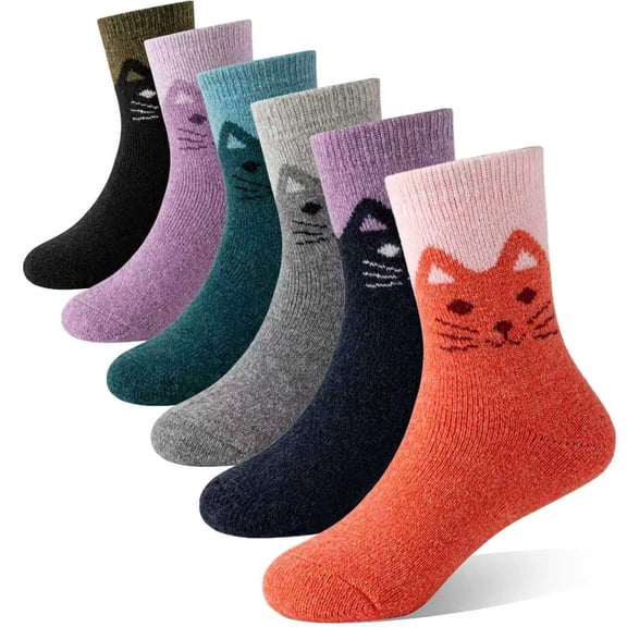 6 Pairs Merino Wool Kids Hiking Socks Toddlers Boys Girls Athletic Thermal Warm Winter Socks