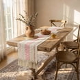 thumbnail image 6 of Boho Table Runner, Farmhouse Macrame Wedding Table Runner For Garden & Outdoor Decor, Summer And Autumn Bridal Shower Decor, Rustic Woven Cotton Crochet Lace With Tassels For Living Room, 72x12 Inch, 6 of 8