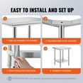 thumbnail image 5 of VEVOR Stainless Steel Prep Table, 24 x 24 x 31 Inch, 700 lbs Load Capacity, Heavy Duty Metal Worktable with 3 Adjustable Height Levels, Commercial Workstation for Kitchen Garage Restaurant Backyard, 5 of 10