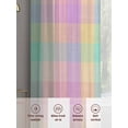 thumbnail image 6 of Pink Blue Plaid Sheer Curtains 96 Inch Length 2 Panels Set, Buffalo Checkered Modern Gingham Lattice Voile Window Treatment Semi Sheer Long Curtains Drapes for Bedroom/Living Room/Kitchen 52"x96"x2, 6 of 7