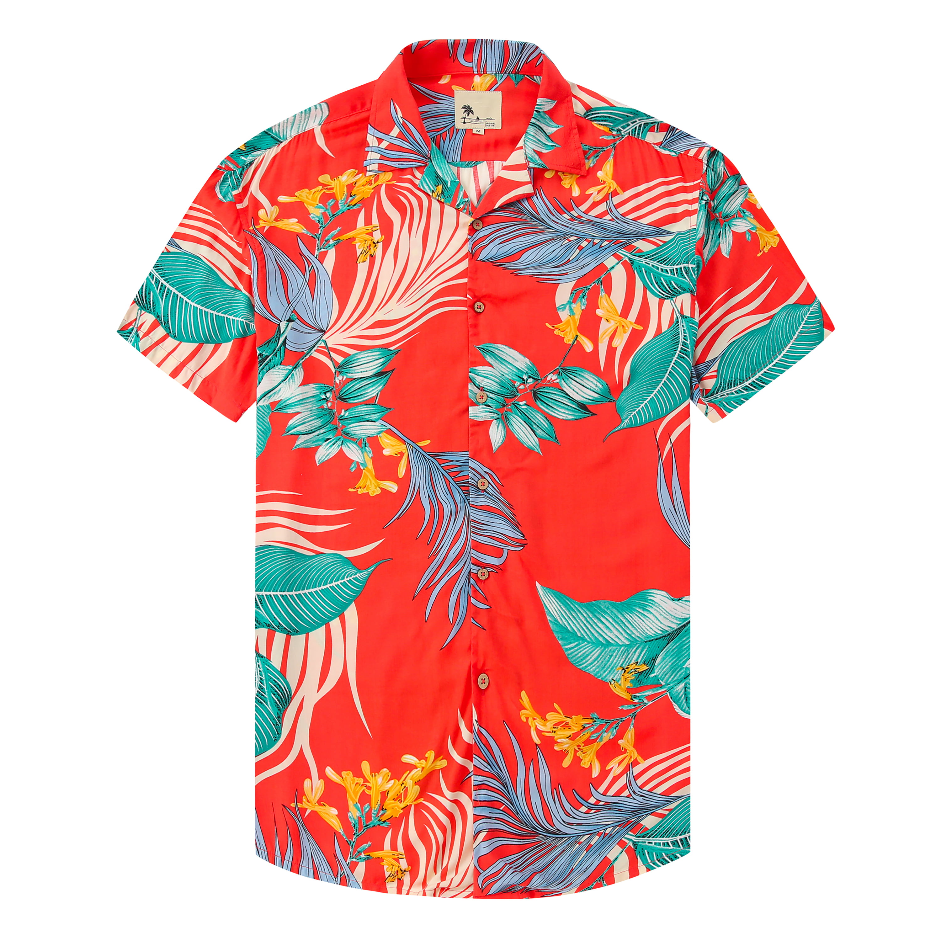 Men's Shirt Floral Button Down Hawaiian Short Sleeve Beach Casual Tropical 
