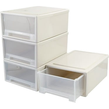17.5 Quart Stacking Storage Drawer, 4 Pack Plastic Chest of Drawer