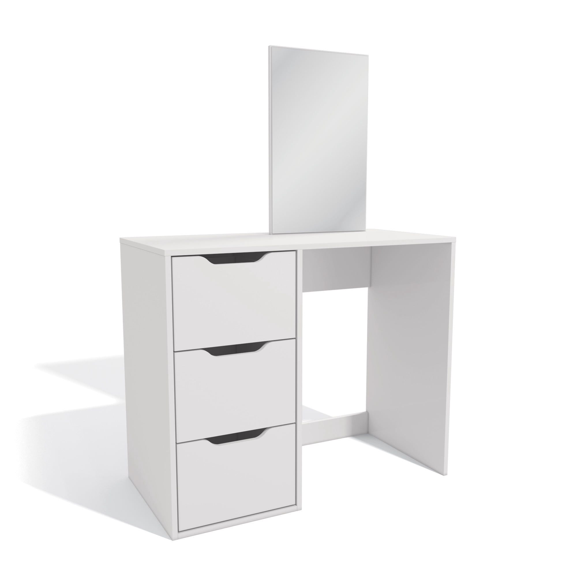 Kappesberg Cristiana White Modern Vanity with Mirror and 3 Drawers – 35.8”W - for Adults and Teens