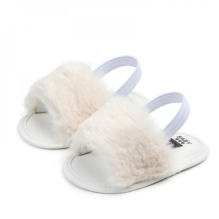 

Clearance! Cute Kids Girls Sandals Soft Soled Fluffy Infant Toddler Kids Moccasins Shoes Slippers For 0-18 months Babies