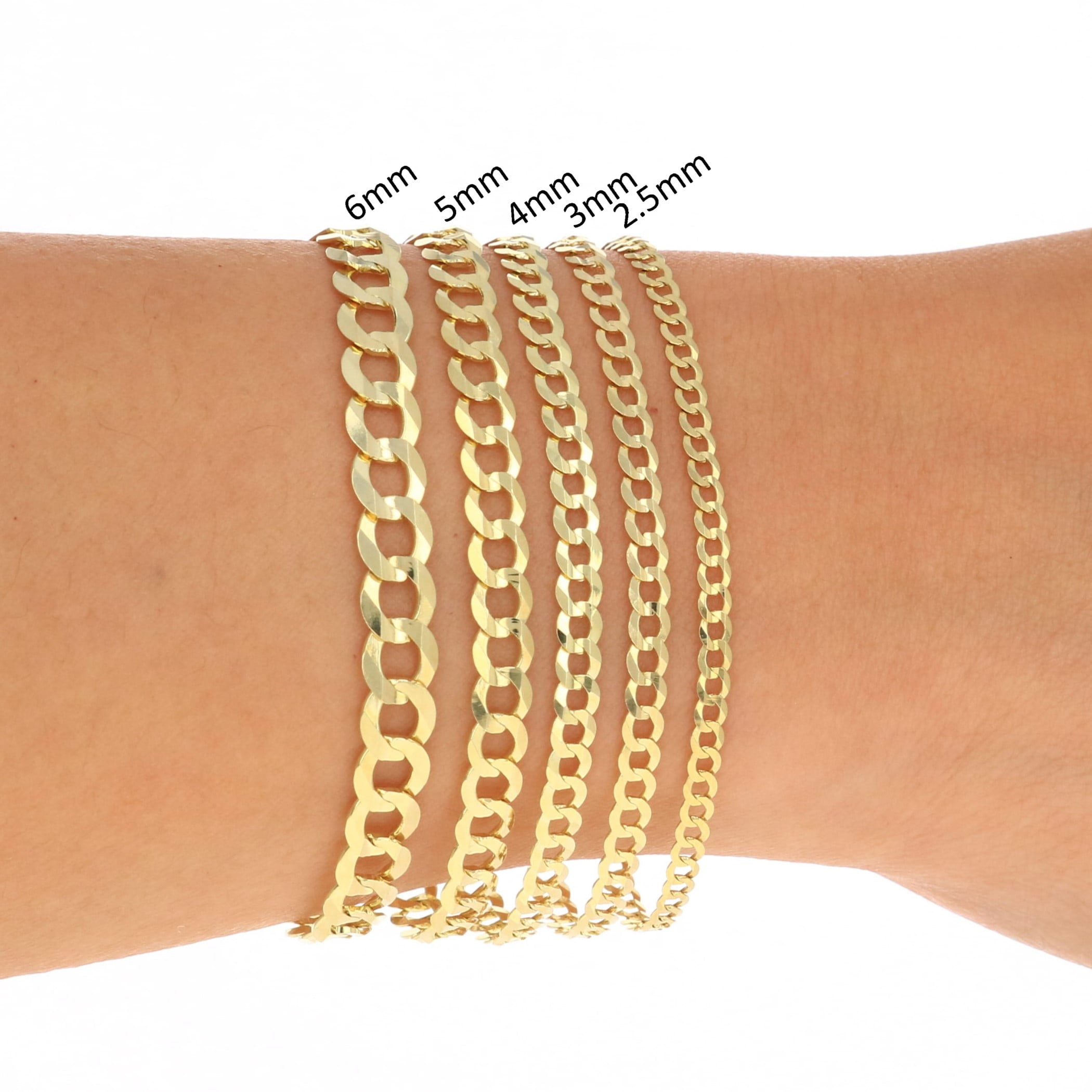 Nuragold 10K Real Yellow Gold Solid Cuban Curb Link Chain Bracelet 7"-9" (1.5mm-12mm) Italian Jewelry for Men & Women