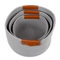 thumbnail image 3 of Truu Design Set of 3 Cotton Rope Gray Round Baskets with Handles, 3 of 5