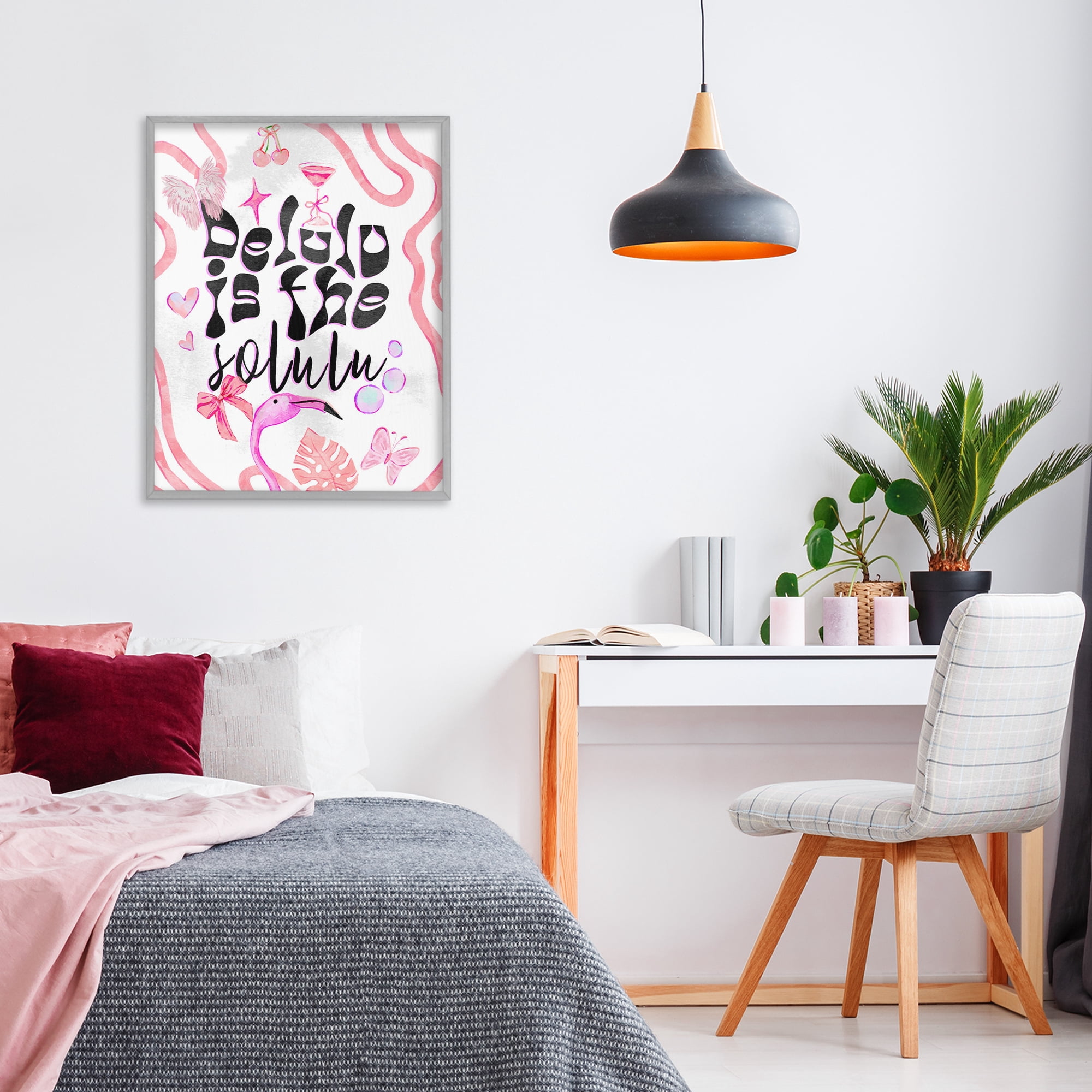 Stupell Industries Delulu Is The Solulu Gray Framed Giclee Art, design by Ziwei Li