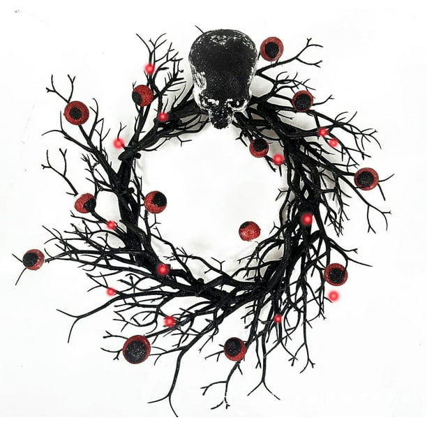 Coronas de esqueletos de terror xinyu Halloween con luces de ojos rojos