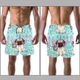 thumbnail image 3 of Men's Shorts Casual Elastic Waist Drawstring Summer Beach Shorts,Unicorn Pug Angel Dog,XL, 3 of 5