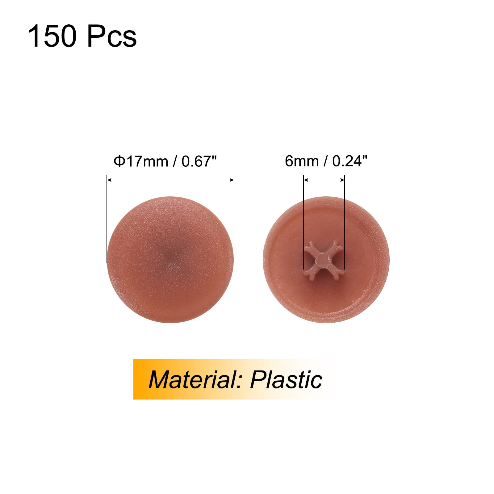 Unique Bargains 150Pcs Durable Plastic Screw Cap Covers Red-Brown