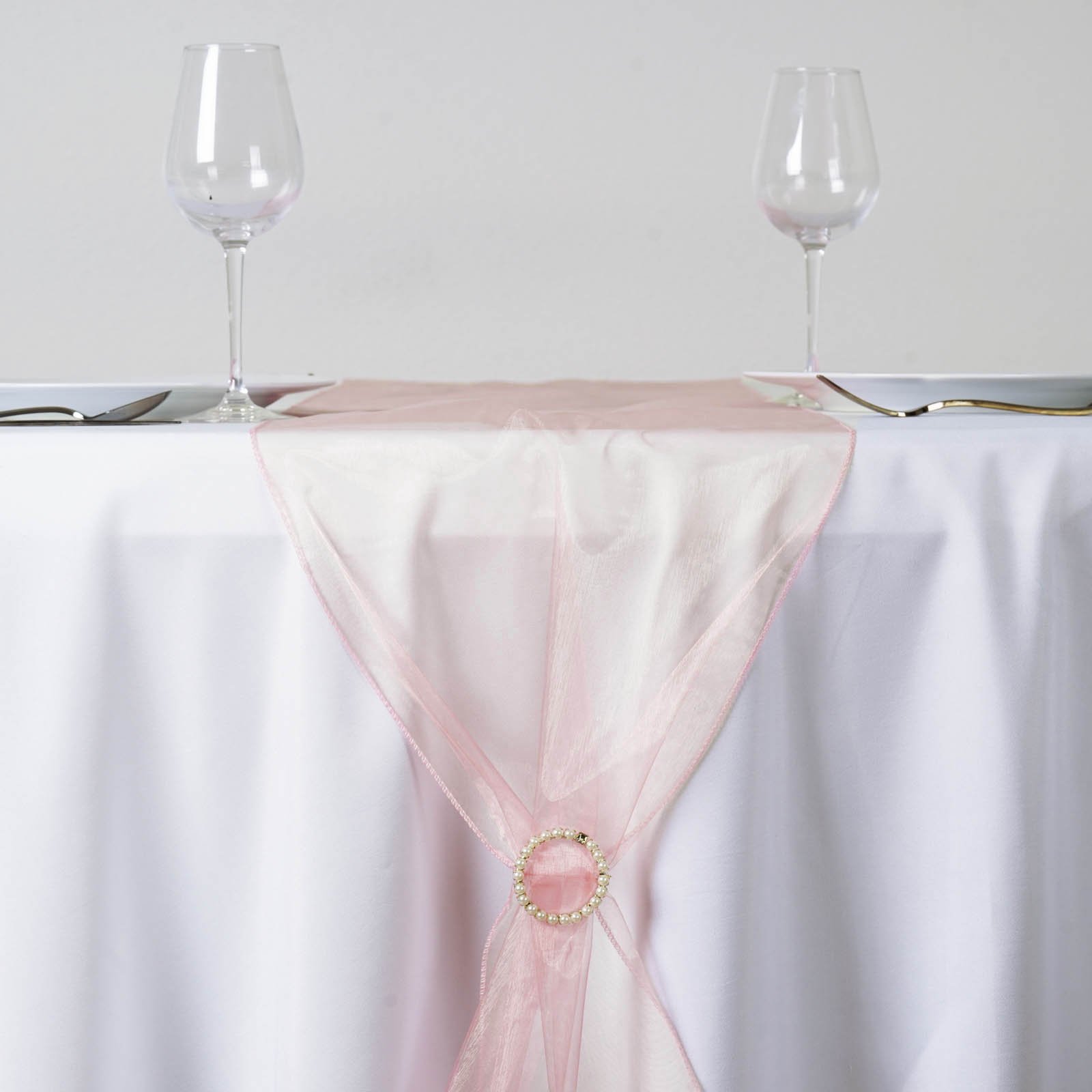 Efavormart Blush Premium Organza Table Top Runner For Weddings Birthday
