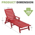 thumbnail image 5 of FUNDAZE Adjustable Wheeled HDPE Plastic Outdoor Patio Lounge Chair W/ Cup Holder,78.3"x25.1"x16.3", Red, 5 of 5