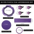 thumbnail image 2 of NOGIS 10PCS Leather Steering Wheel Cover for Women,Cute Car Accessories Set with Seat Belt Shoulder Pads, Cup Holders Bling Start Button Ring Sticker Air Vent Clip,Car Accessories (Purple), 2 of 7