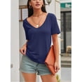 thumbnail image 2 of Women Large V-Neck Short Sleeve Bottoming Shirt, 2 of 6