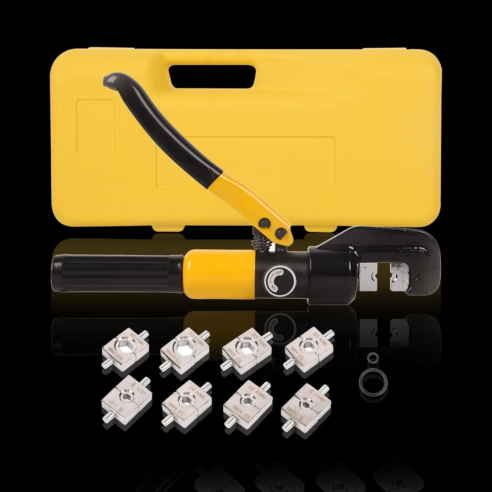LCyindu 10T Hydraulic Crimping Tool 12-2/0AWG Hydraulic Cable Crimping Tool w/9 Dies