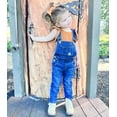 thumbnail image 3 of KIDSCOOL SPACE Baby Little Girls Denim Overalls,Toddler Boys Adjustable Jeans Workwear,Deep Blue,2-3 Years, 3 of 8