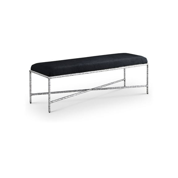 Meridian Furniture Valley Black Chenille Fabric Bench