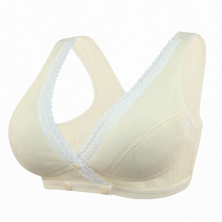 Eashery Front Closure Bras for Women Women's Fully Front Close Longline  Lace Posture Bra White 42