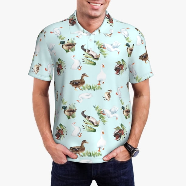 Fotbe Duck Animals Farm Camiseta Polo de Golf para Hombre con Estampado – Camisa Deportiva Transpirable con Cuello Abotonado-XX-Large
