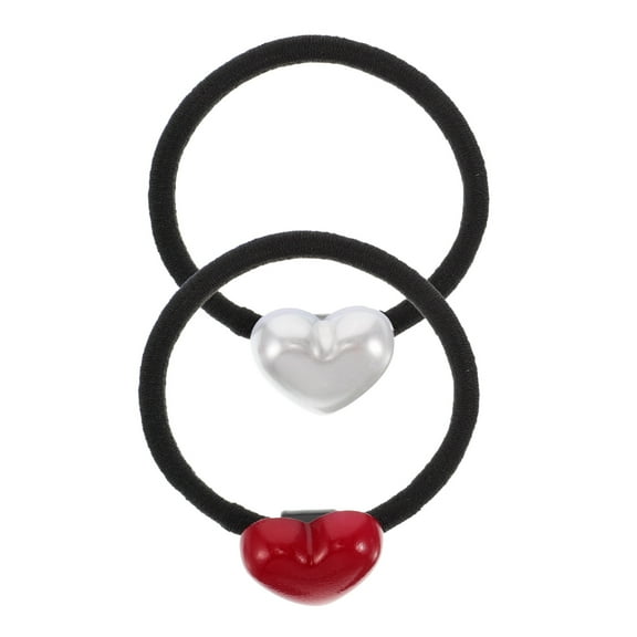 EXHUMKY 2pcs Valentine Day Hair Ties for Women High Elasticity Hair Ties for Toddler Girls