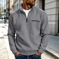 thumbnail image 2 of Daweinan Men's Quarter Zip Pullover Waffle Stand Collar Long Sleeve Pullover Sweatshirt with Zipper Chest Design Casual Loose Fit Athletic Workout Top, 2 of 6