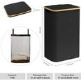 thumbnail image 2 of HBlife Large Collapsible Laundry Hamper with Lid and Removable Bag, Black, 2 of 7