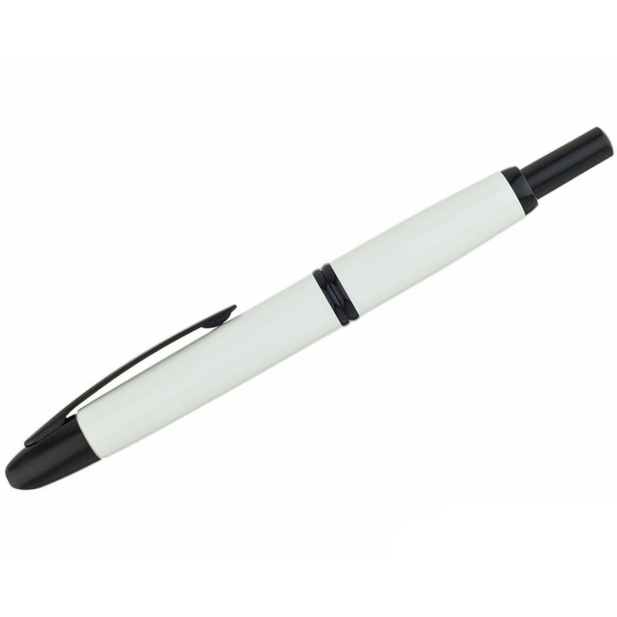 Pilot 60745 Namiki Vanishing Point Fountain Pen Black White Metal Push Button, EF Nib