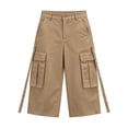 thumbnail image 6 of VBVC Women's High Waisted Cargo Capri Pants , Summer Wide Leg Cropped Pants For Women,Ladies' Side Slit Strap Cargo Trousers with Pockets,Khaki,S-2XL, 6 of 7