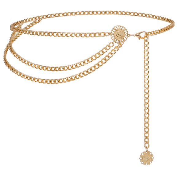 Cinturón con cadena de cintura WHIPPY de múltiples capas de metal dorado para mujer