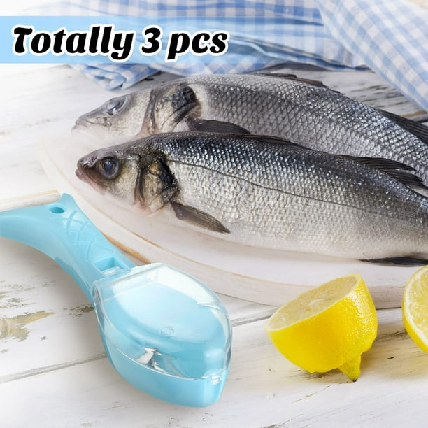 3 Pieces Fish Scaler Remover No Mess Fish Descaler Tool Fish Scraper Fast  Cleaning Fish Skin Brush Cleaning Kit(Bright Colors) 