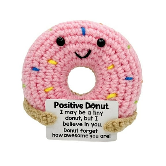 Knitted Crocheted Positive Energy Donut Doll, Handmade Wool Soft And Delicate, Comfortable To Hug, Symbol Of Warmth And Encouragement, Support Gift Decoration For Home Office