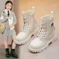thumbnail image 6 of Linfrsh Little Girl Boots Girls Ankle Boots Kids Lace-up Glittery Combat Work Boot White,11.5, 6 of 7