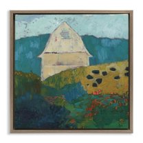 Stupell Industries Abstract Farm Impression Abstract Painting Brown Floater Framed Canvas Art Print Wall Art, 25 x 25