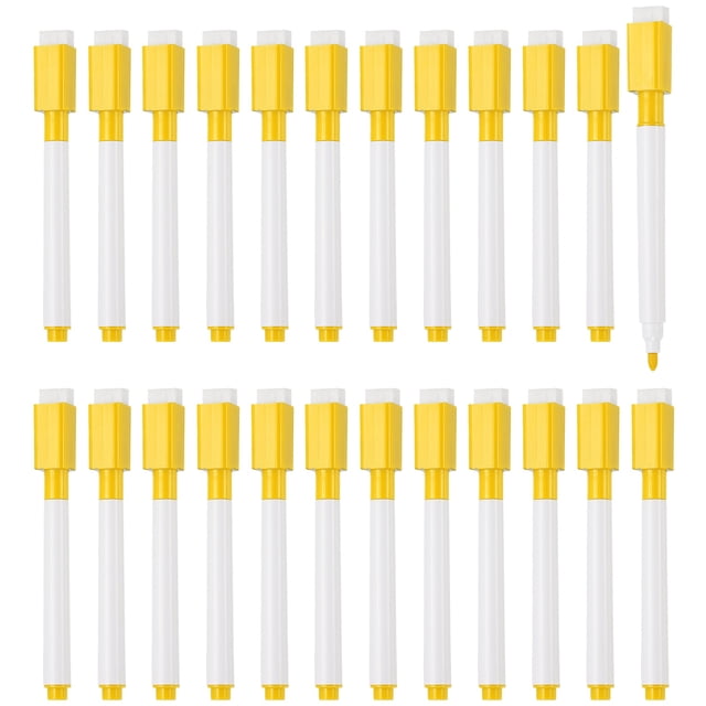 Uxcell Whiteboard Pen, 0.5-1mm Fine Tip Dry Erase Yellow White Board Markers, 24Pcs