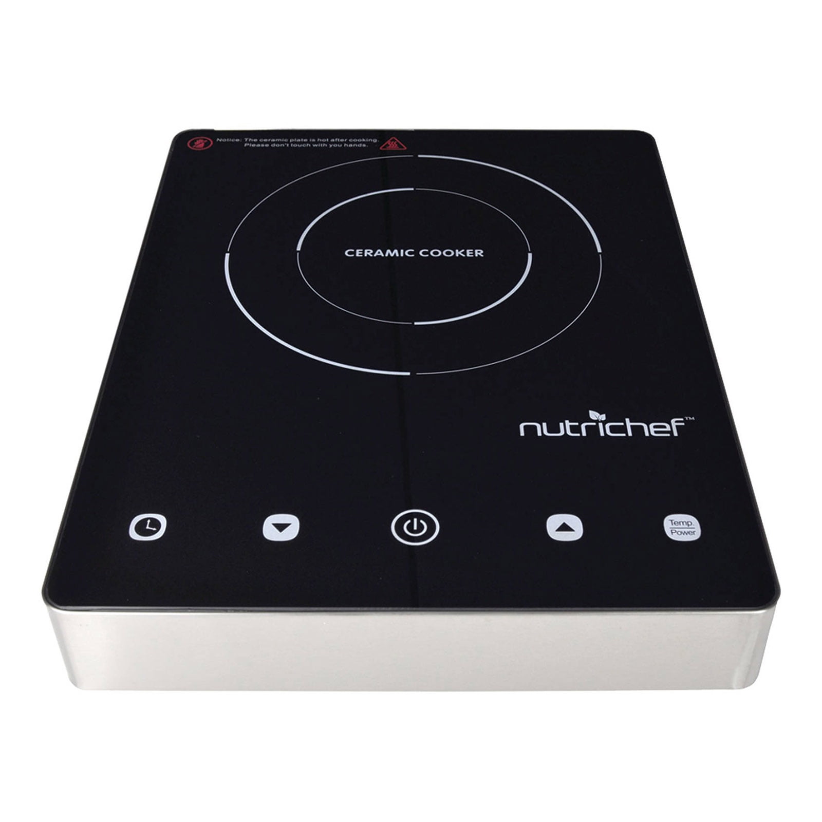 NutriChef Ceramic Cooktop, Electric Countertop Glass Burner Cooker, Stainless Steel