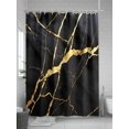thumbnail image 5 of Shower Curtain Black Marble Shower Curtains for Bathroom, Waterproof Polyester Shower Curtain Set with Hooks, Small Stall Size 36" x 72" Golden Ripple, 5 of 6